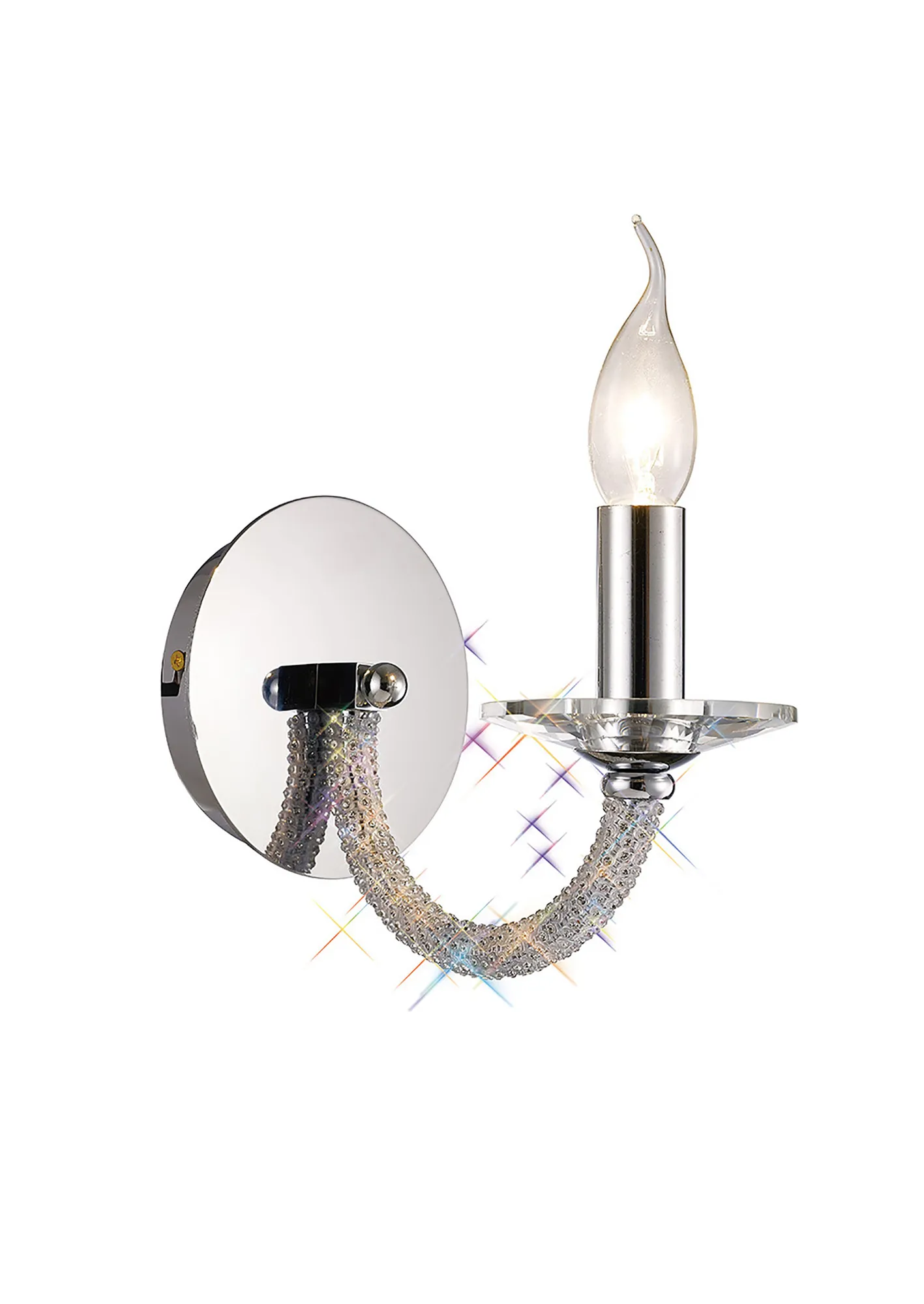 Elena Polished Chrome Crystal Wall Lights Diyas Armed Wall Lights
